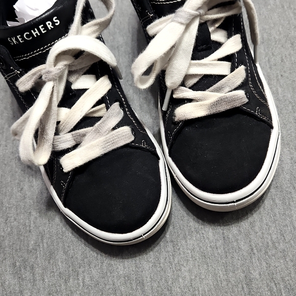 Vintage Y2K SKECHERS Chunky Puffy Platform Lug Sole Black Canvas Sneakers Shoes - Picture 9 of 17